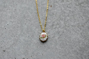 Vintage Floral Necklace | Pink Rose